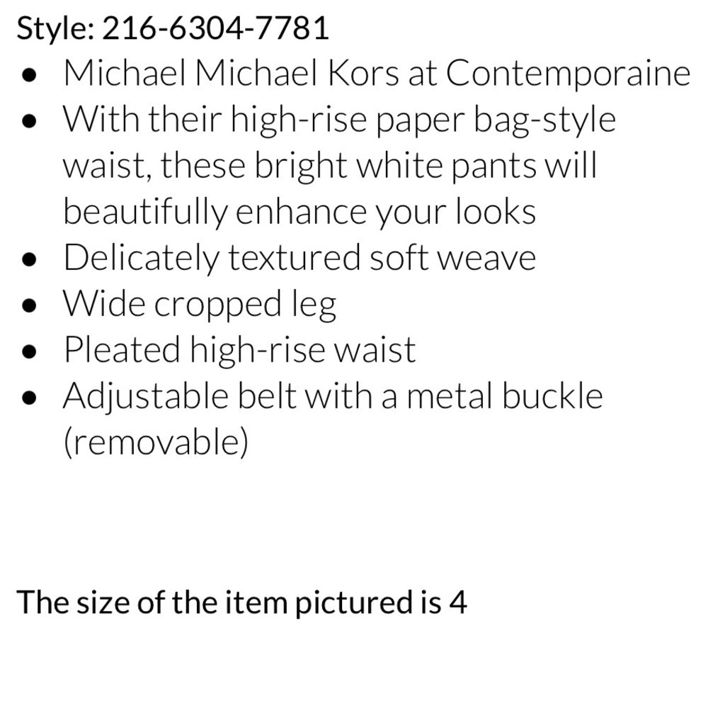 Michael Kors belted‎ woven crop pants size 4 - Picture 8 of 8